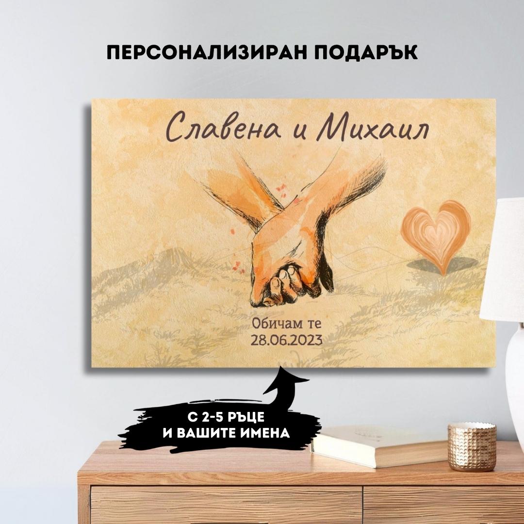 Картина "Нашето Семейство“ с 2-5 Ръце и Имена