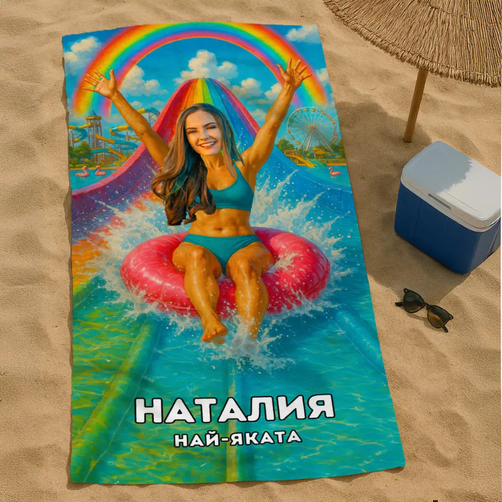 Водната Принцеса - Плажна Хавлия с Лицето ти