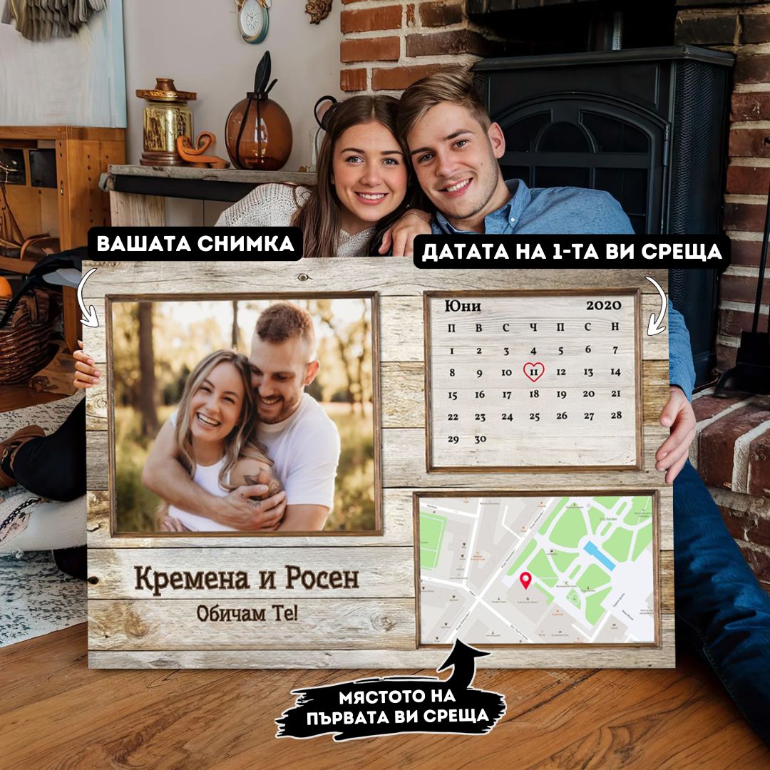 Картина „Нашето Начало“ С Вашата Дата, Място и Снимка