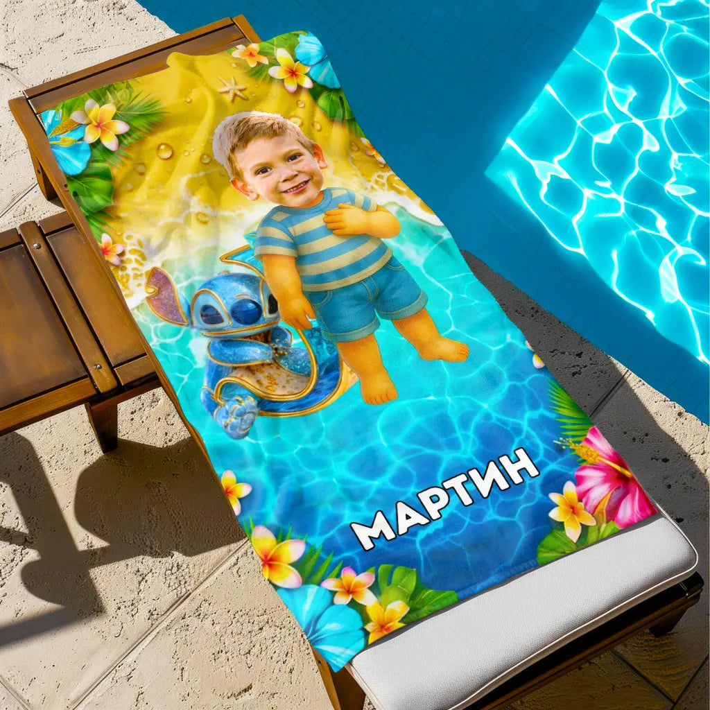 Лило и Стич за момче - Хавлия с Лицето им