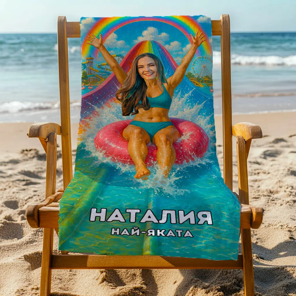 Водната Принцеса - Плажна Хавлия с Лицето ти