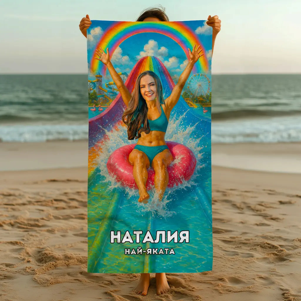 Водната Принцеса - Плажна Хавлия с Лицето ти