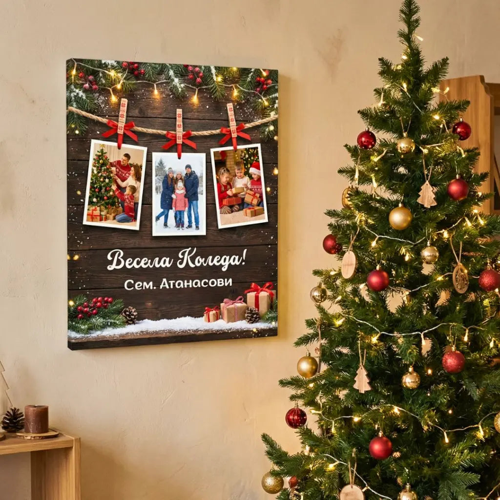 Коледна Картина - с 3 Ваши Снимки
