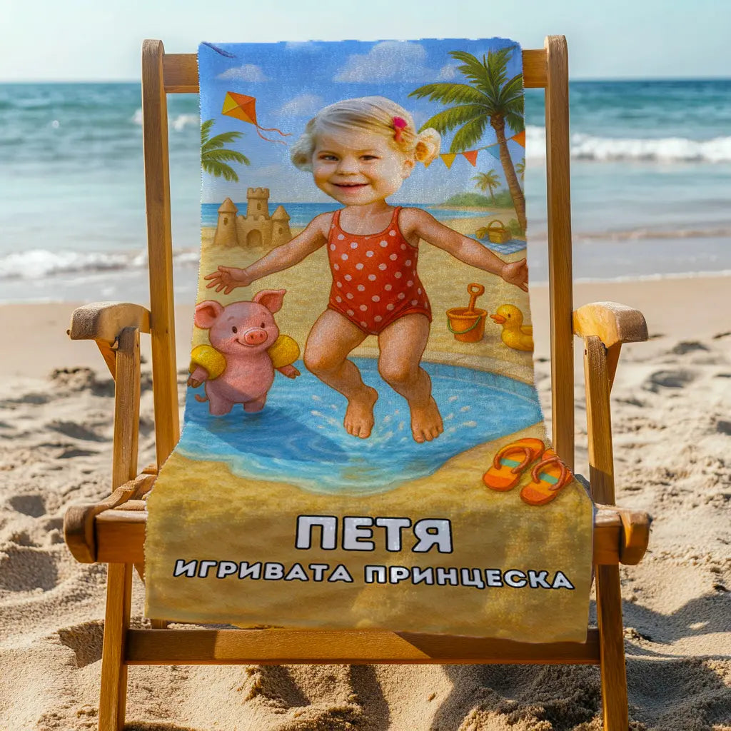 Игра в пясъка - Детска Хавлия с Лицето им