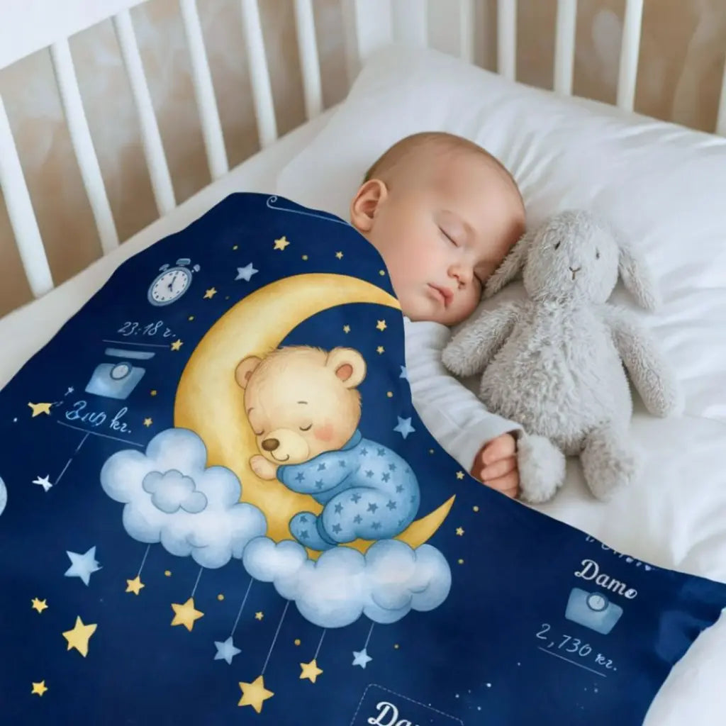 Одеялце "Добре дошъл/ла" с Име, Ръст, тегло и дата