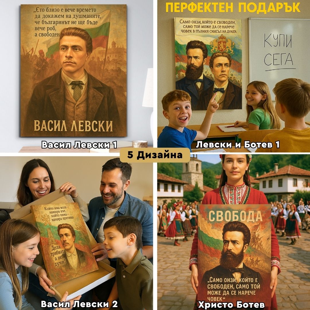 Патриотична Картина с Васил Левски / Христо Ботев (5 вида)