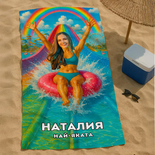 Водната Принцеса - Плажна Хавлия с Лицето ти