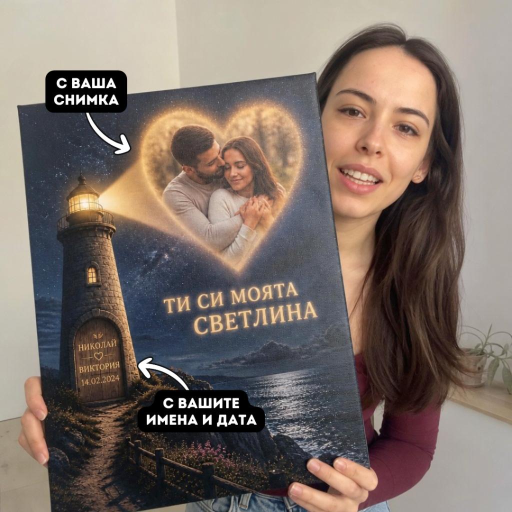 Ти Си Моята Светлина | Картина За Двойки Със Снимка