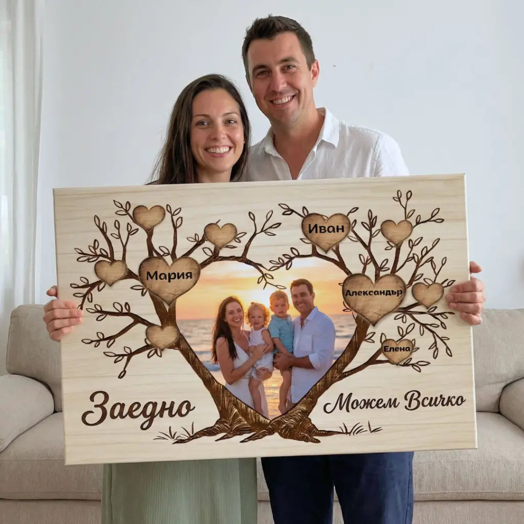 Заедно Можем Всичко - Картина с 2-6 Имена и Снимка