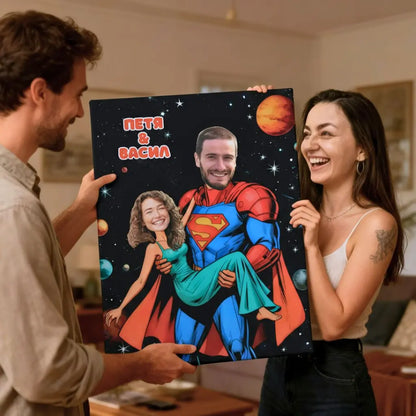 Супермен и Неговата Героиня – Картина с Вашите Лица