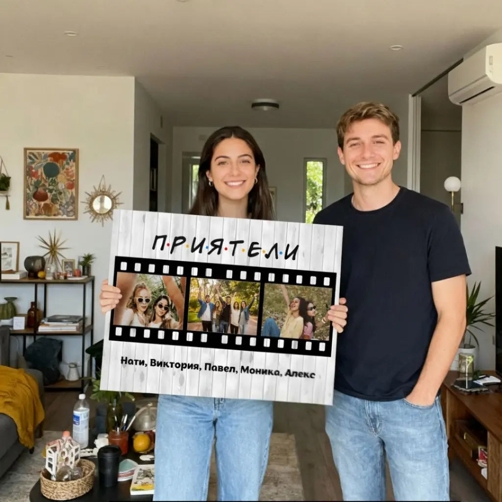 Картина "Приятели/Friends" - уникален подарък с 3 снимки