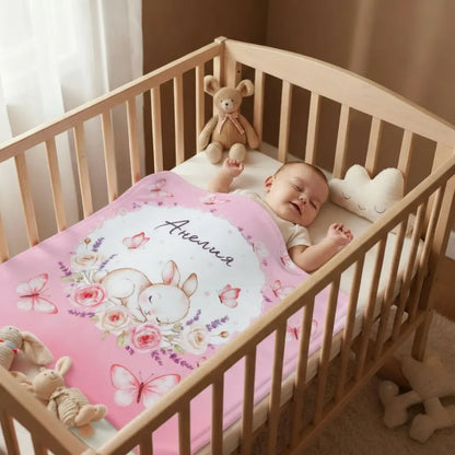 Розово Зайче с Име - Одеялце за Момиченце