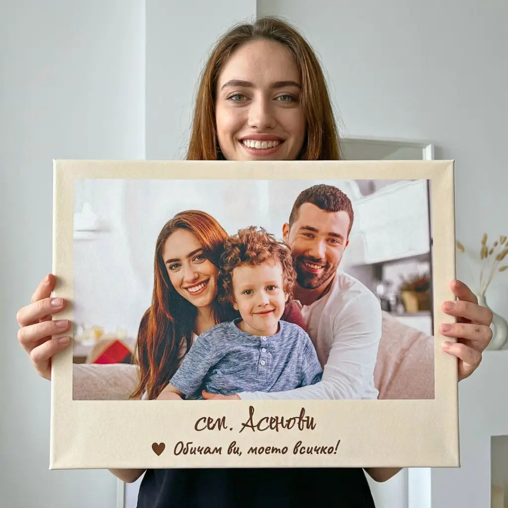 Принт на Канава - Kартина с Твоя Снимка, Имена и Текст