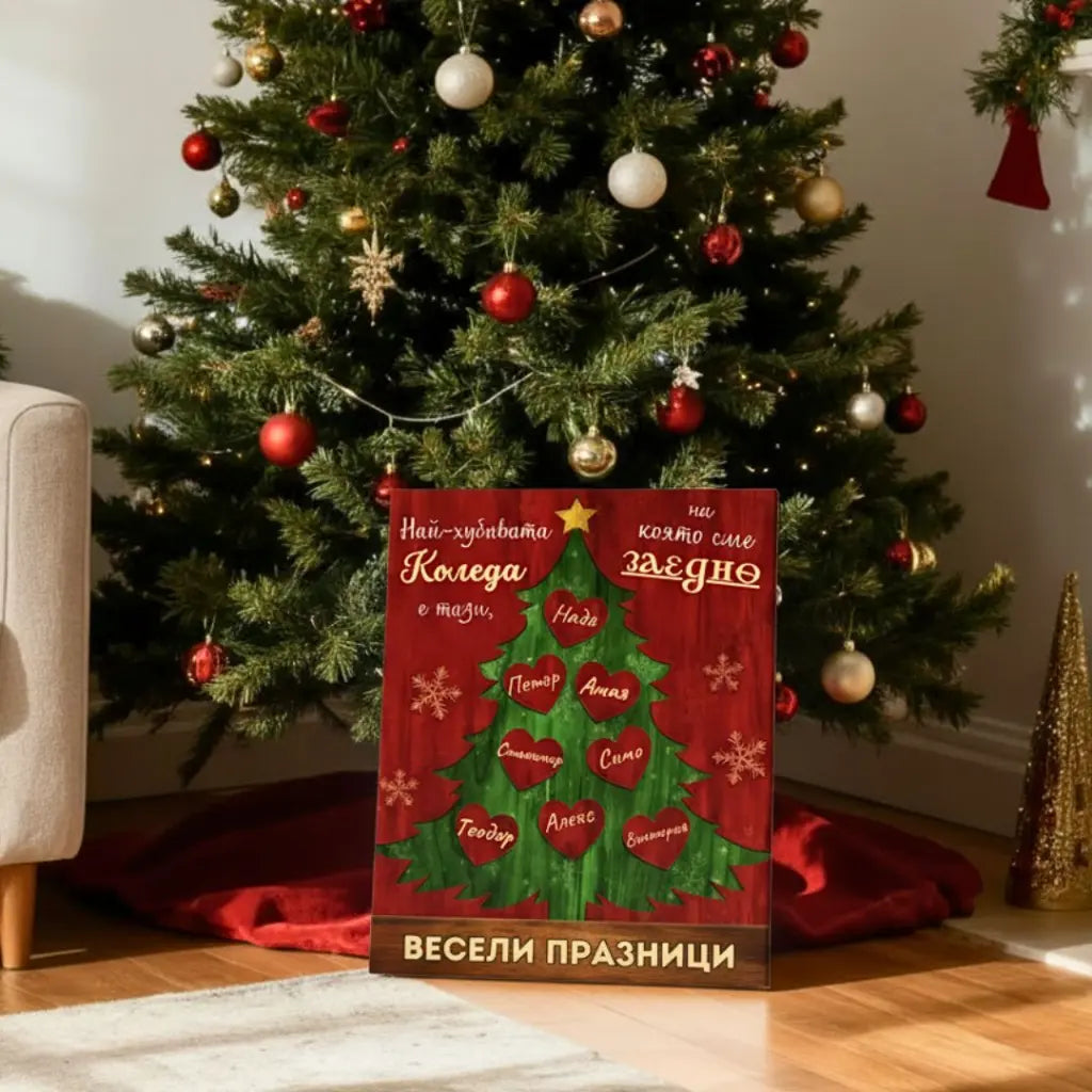Коледна Картина "Заедно на Коледа" с Елха за 2-8 Имена