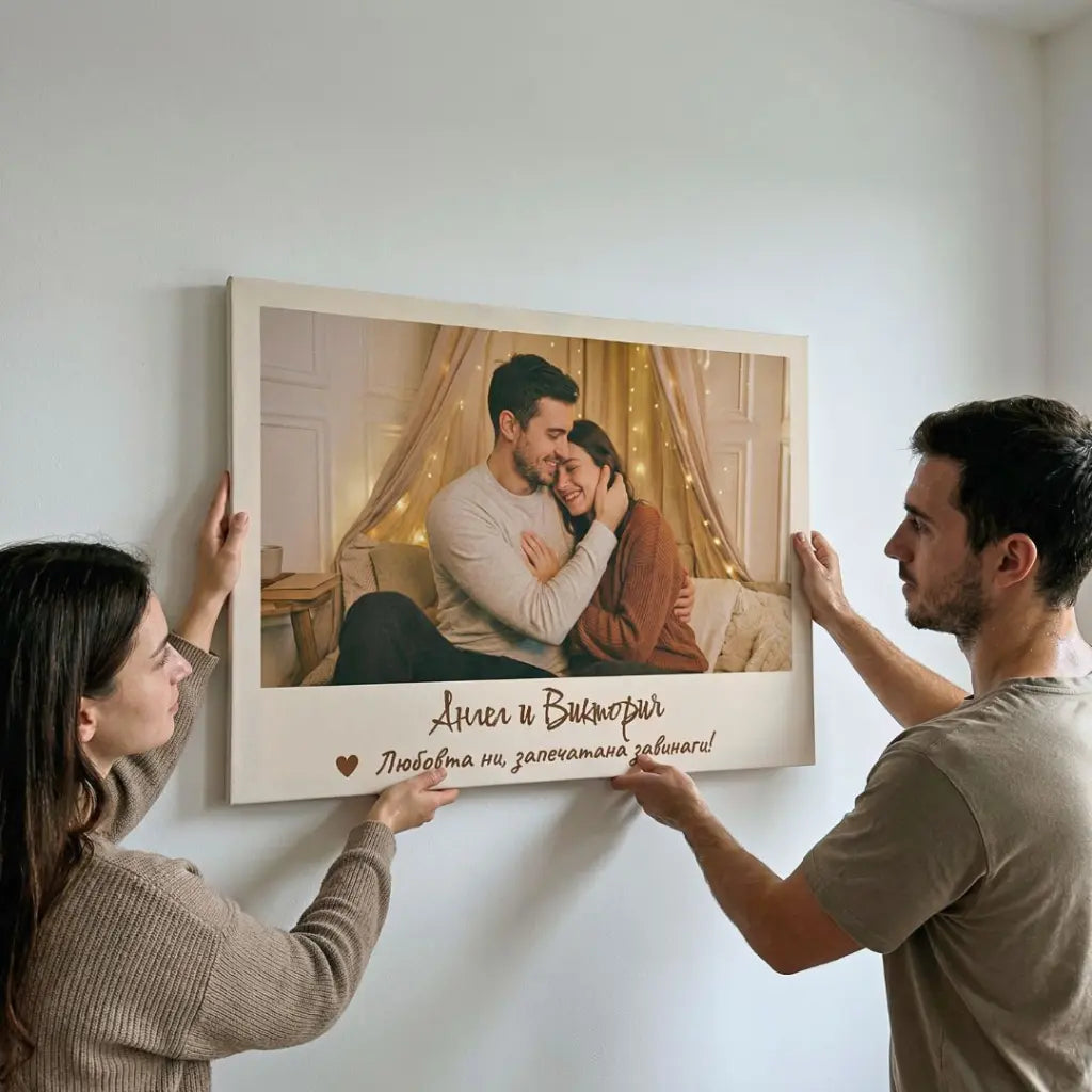 Принт на Канава - Kартина с Твоя Снимка, Имена и Текст