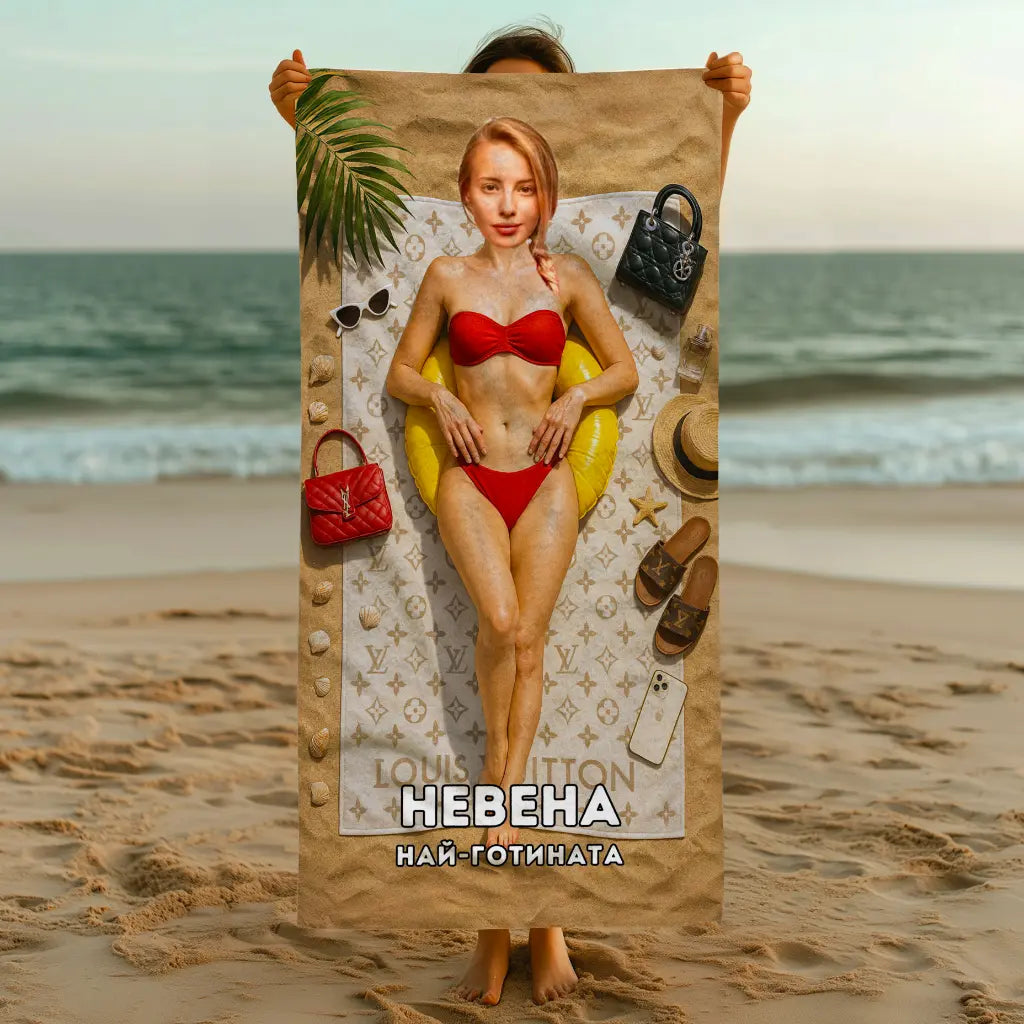 Плажна Кралица - Плажна Хавлия с Лицето ти