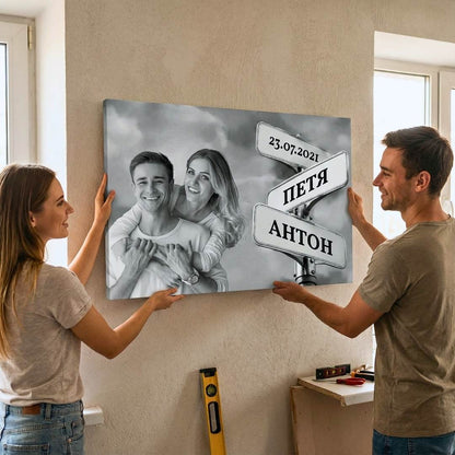 Картина Любов с Ваша Снимка и Табели с Имена