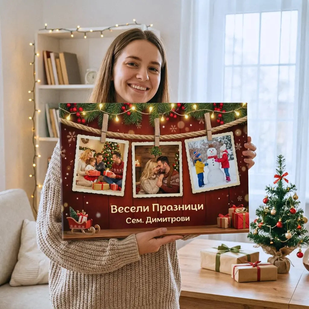 Картина с 3 Ваши Снимки за Коледа