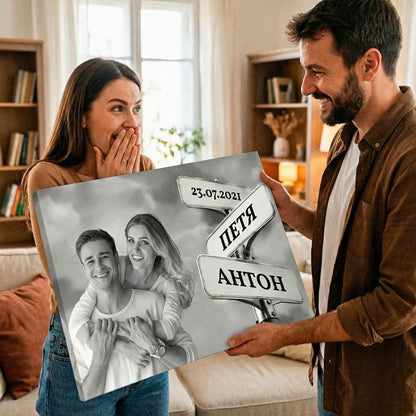 Картина Любов с Ваша Снимка и Табели с Имена