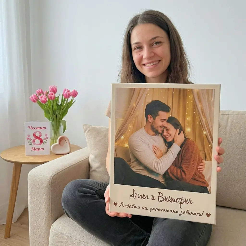 Принт на Канава - Kартина с Твоя Снимка, Имена и Текст