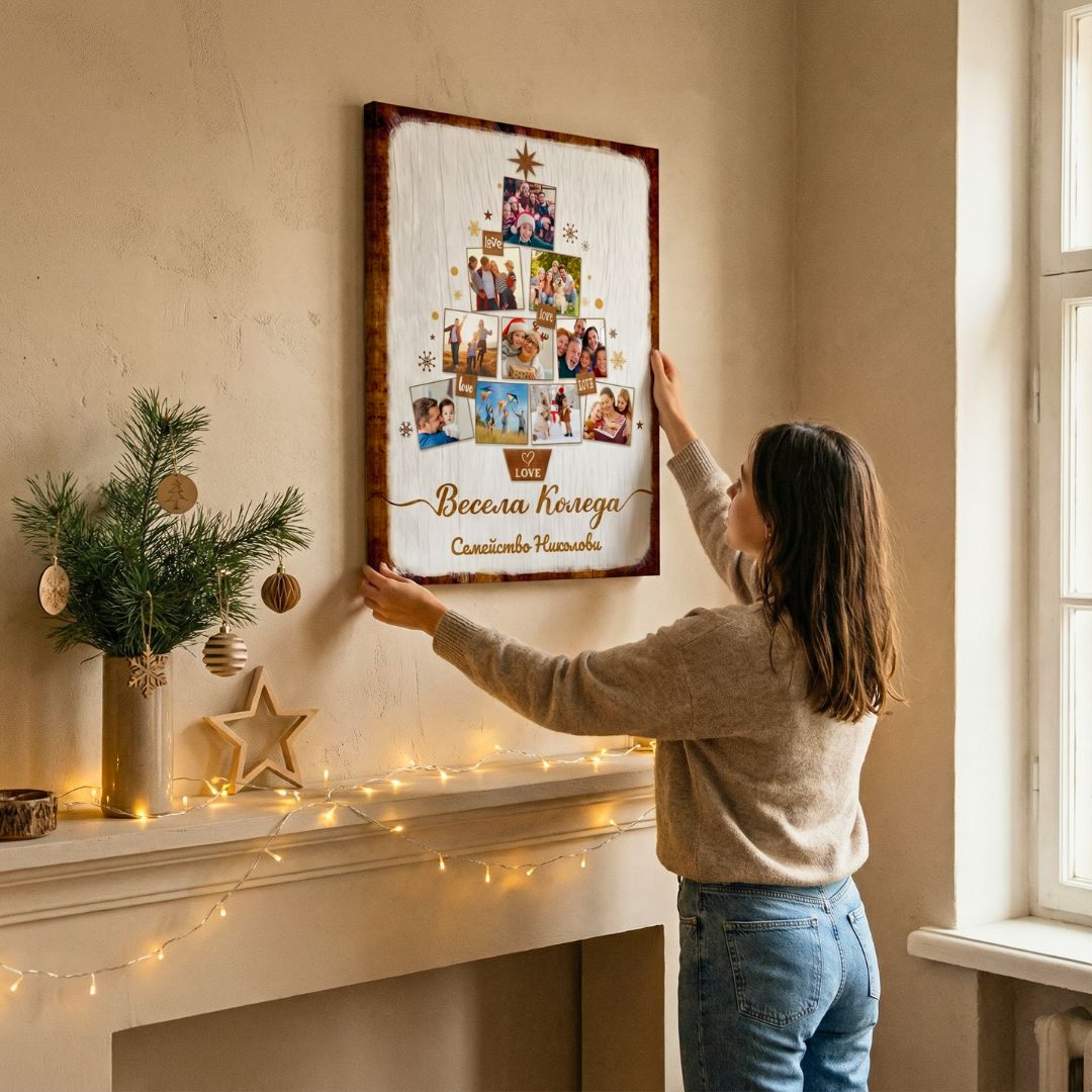 Елха с 10 Ваши Снимки и Текст | Коледна Картина