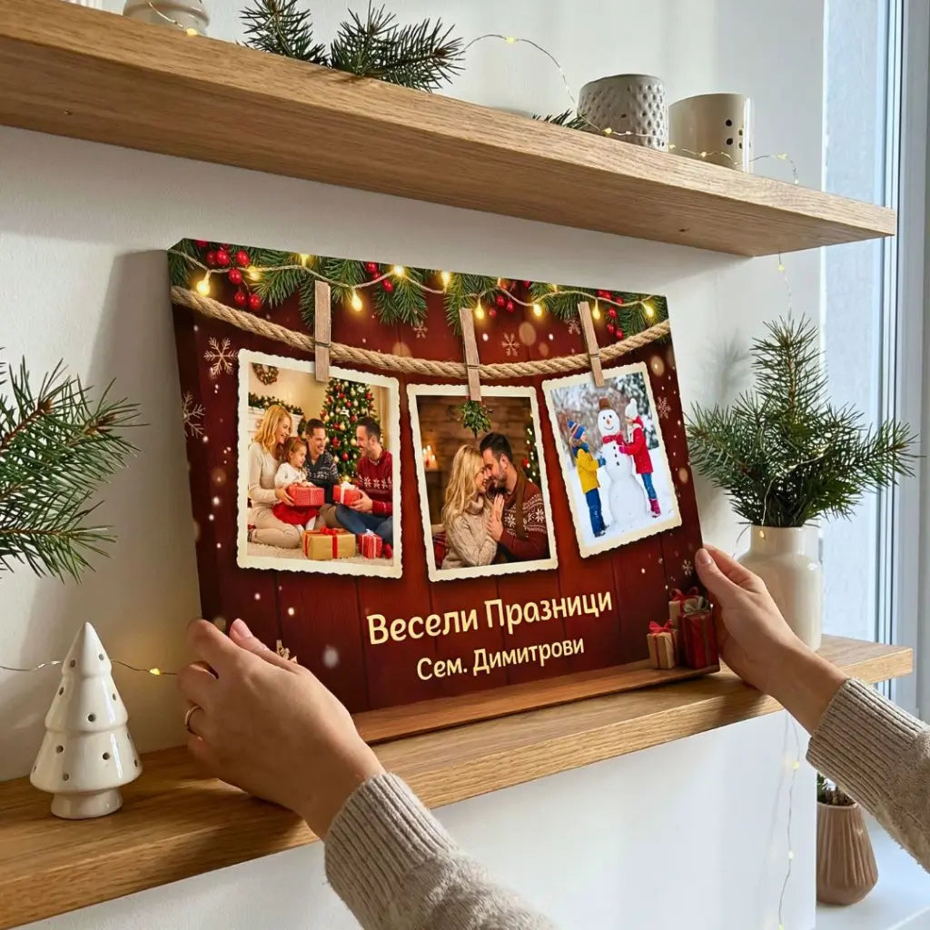 Картина с 3 Ваши Снимки за Коледа