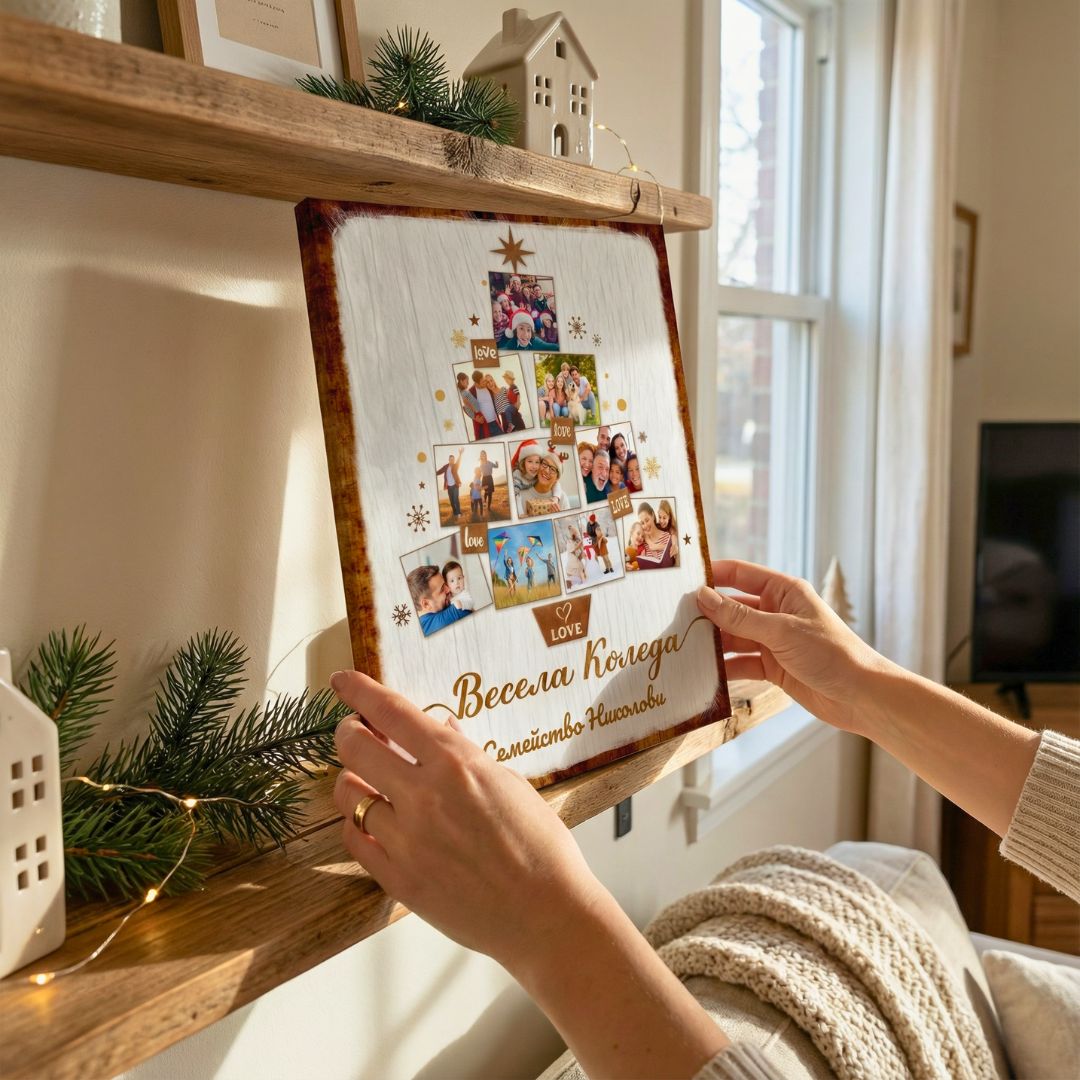 Елха с 10 Ваши Снимки и Текст | Коледна Картина