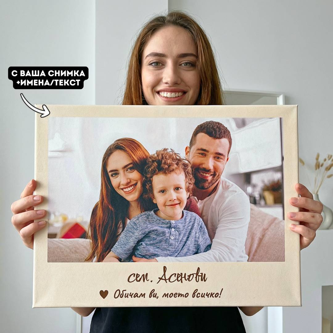 Принт на Канава | Kартина с Твоя Снимка, Имена и Текст