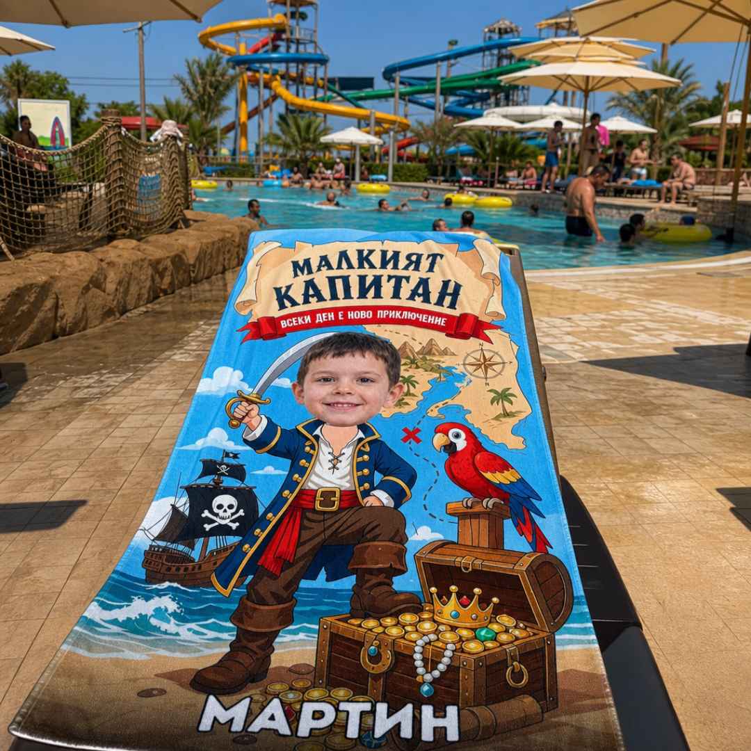 Малкият Капитан - Детска Хавлия с Лицето им