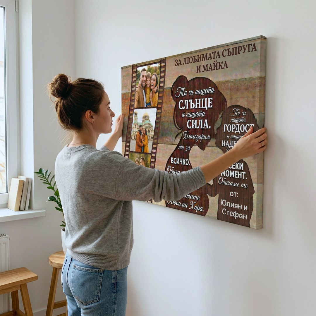 За Любимата Съпруга/Майка - Картина с 3 Снимки