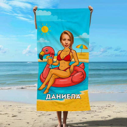 Плажният Инфлуенсър - Плажна Хавлия с Лицето ти