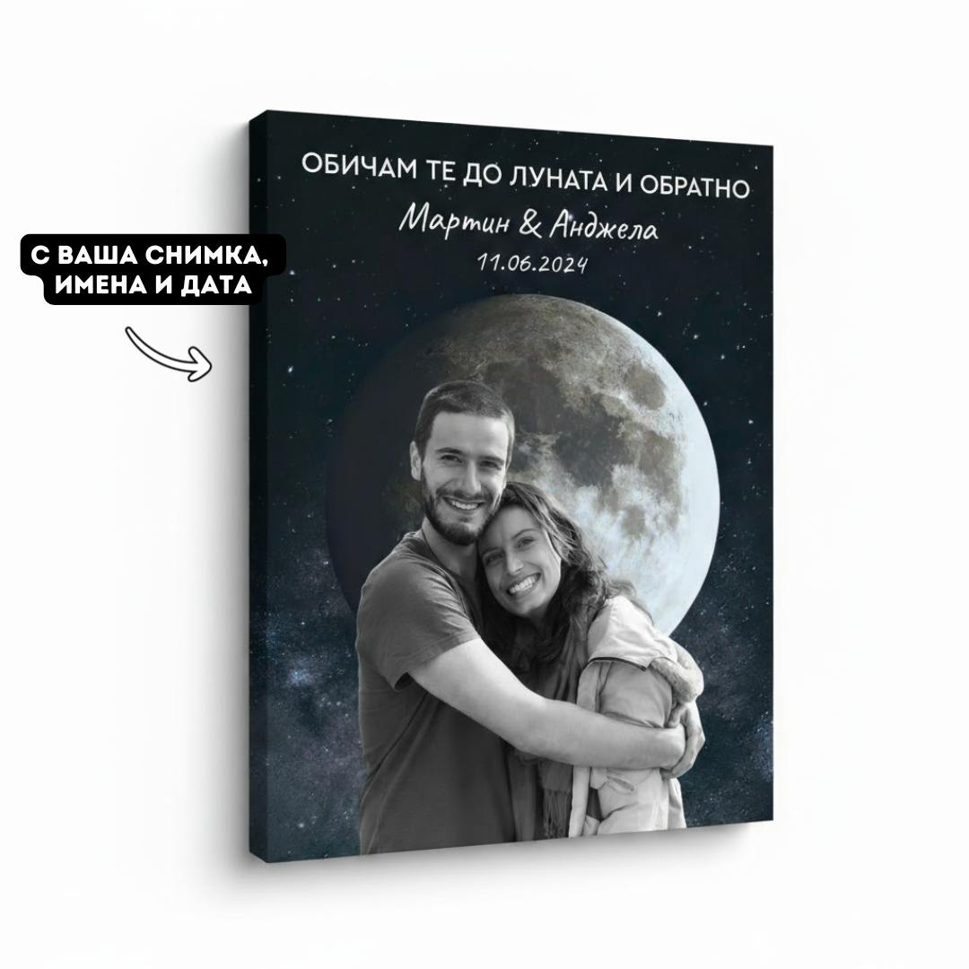 "Обичам те до Луната и обратно" – Картина С Ваша снимка