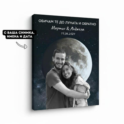 "Обичам те до Луната и обратно" – Картина С Ваша снимка