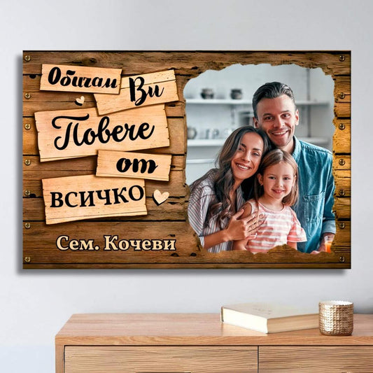 Обичам Ви Повече от Всичко | Семейна Картина Със Снимка