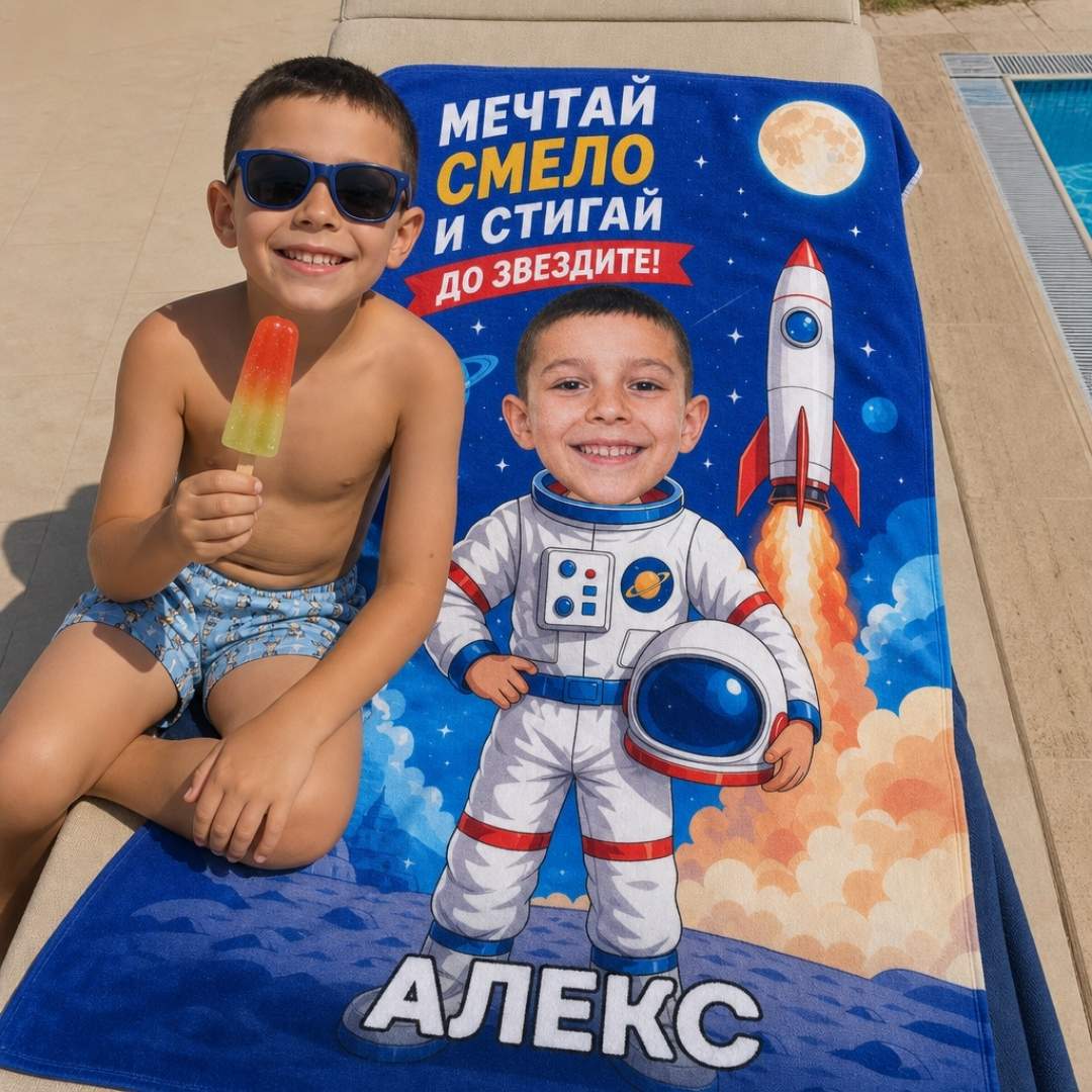 Малкият Космонавт - Детска Хавлия с Лицето им