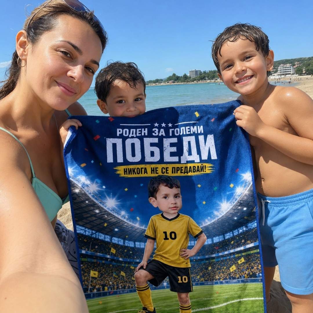 Роден за Победи - Детска Хавлия с Лицето им