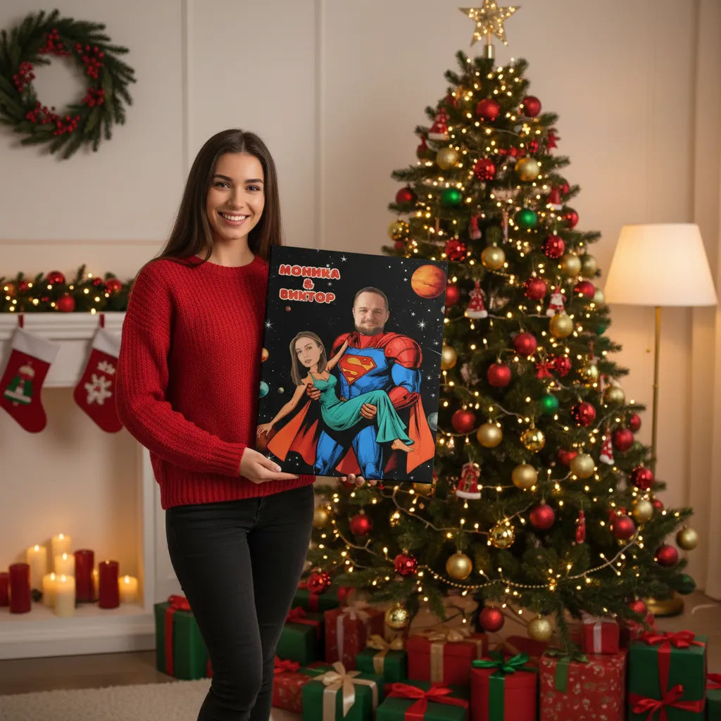 Супермен и Неговата Героиня – Картина с Вашите Лица