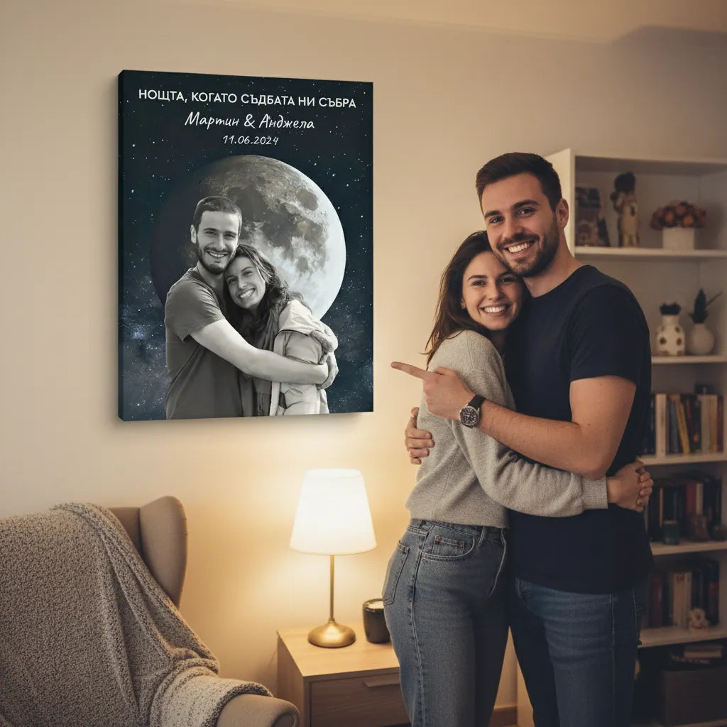 "Обичам те до Луната и обратно" – Картина С Ваша снимка