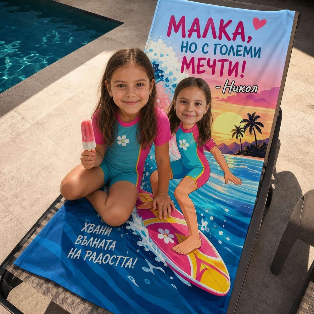 Малка с Големи Мечти - Детска Хавлия с Лицето им