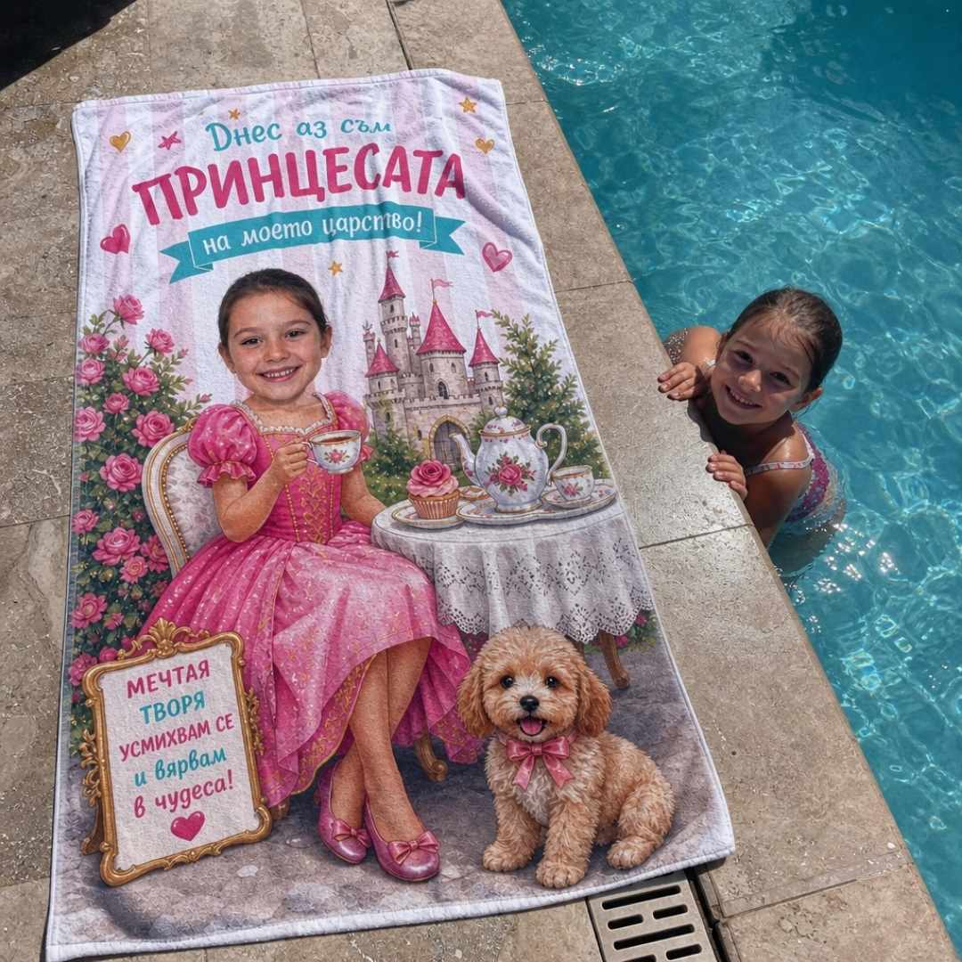 Принцесата на Царството – детска плажна хавлия със снимка