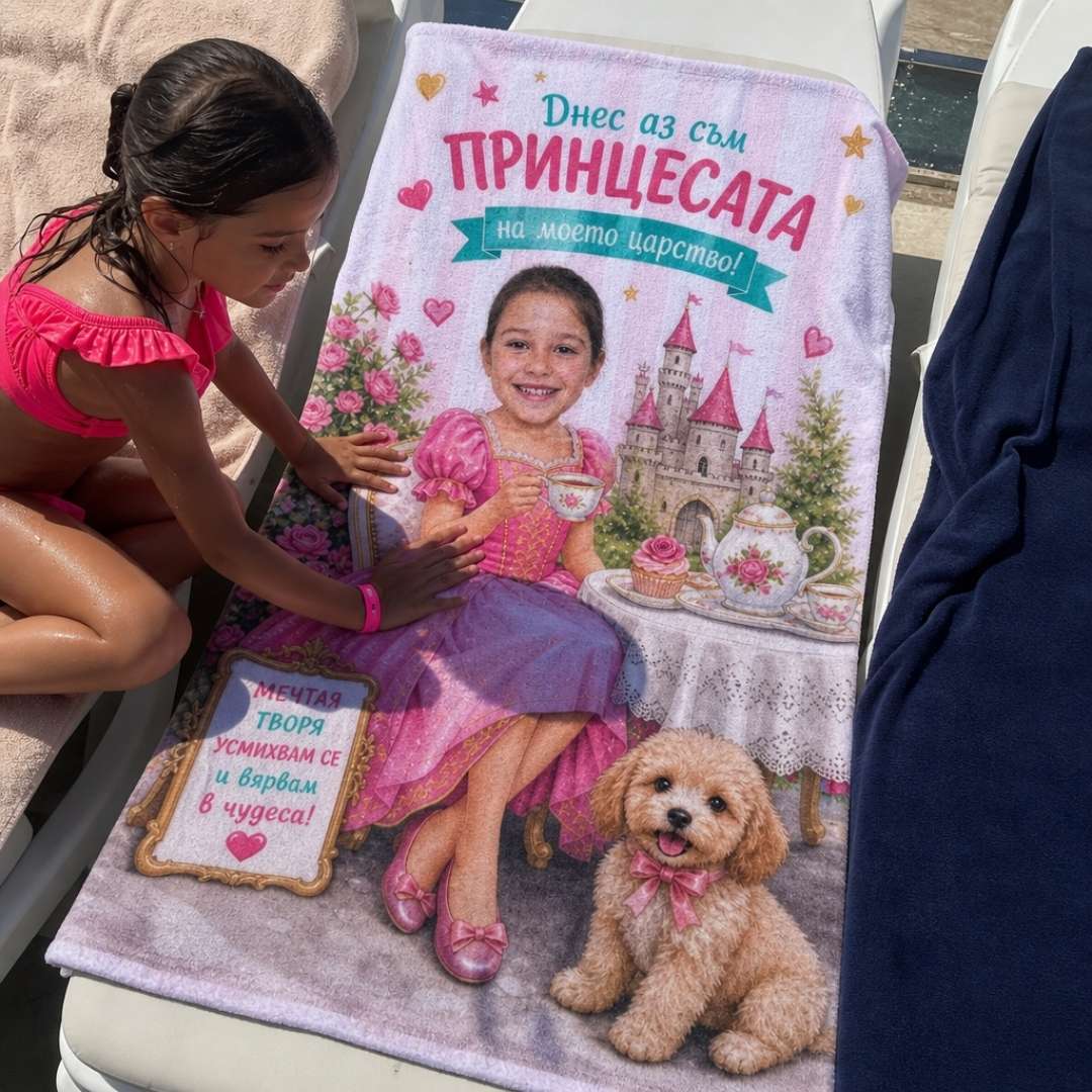 Принцесата на Царството – детска плажна хавлия със снимка