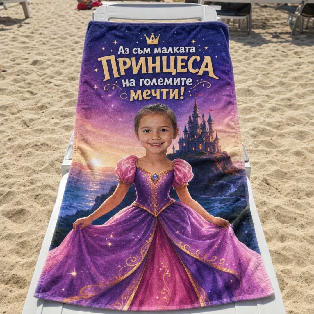 Малката Принцеса – детска плажна хавлия със снимка
