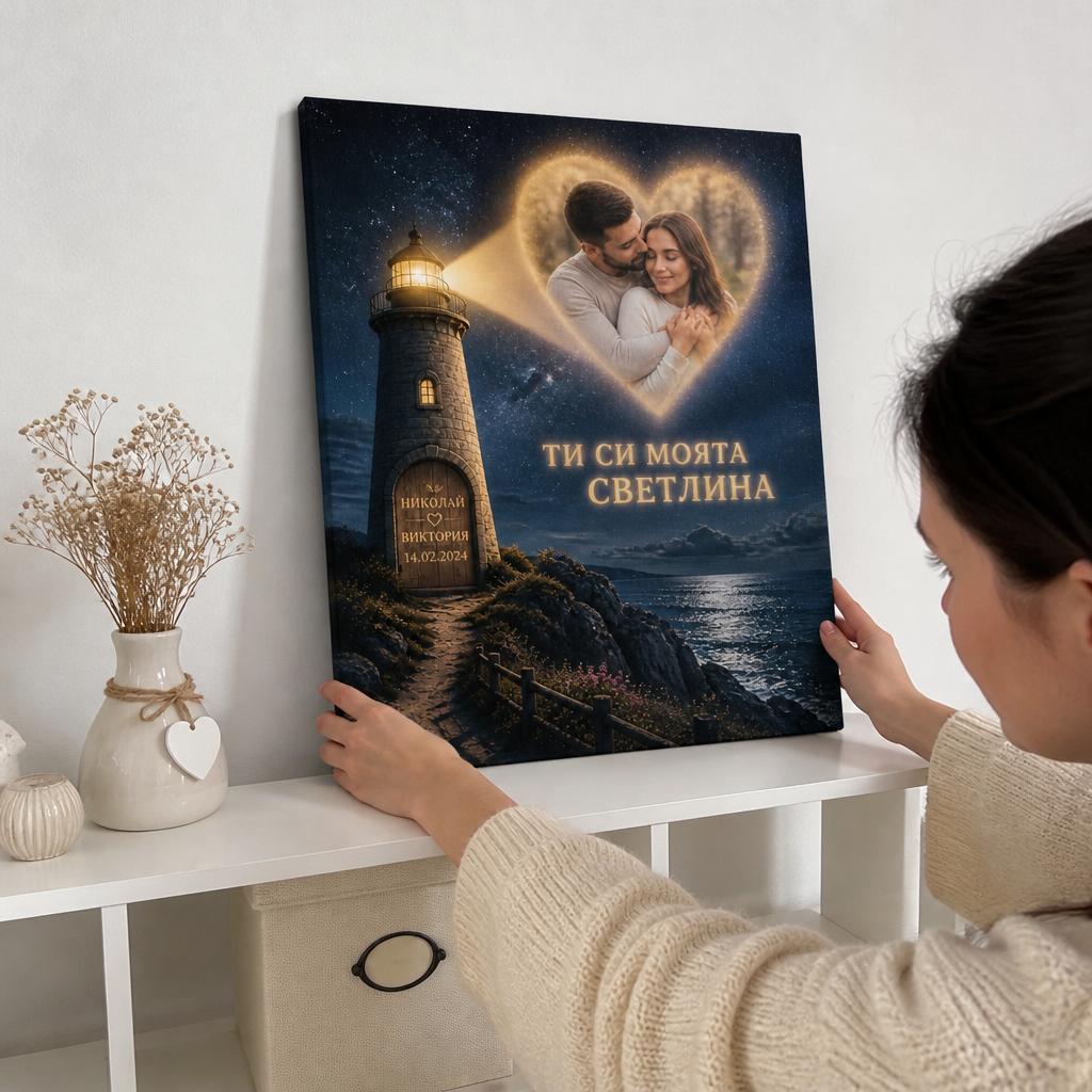 Ти Си Моята Светлина | Картина За Двойки Със Снимка