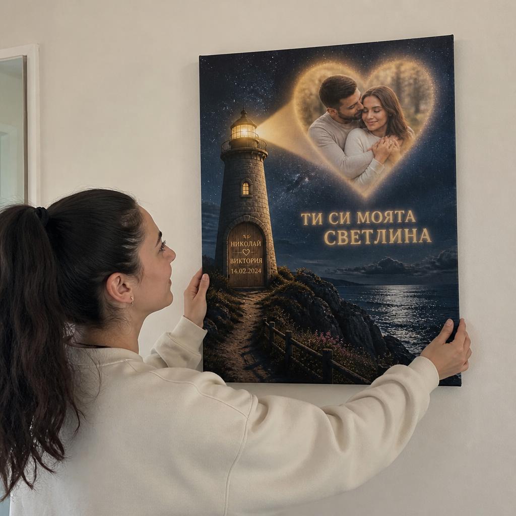Ти Си Моята Светлина | Картина За Двойки Със Снимка