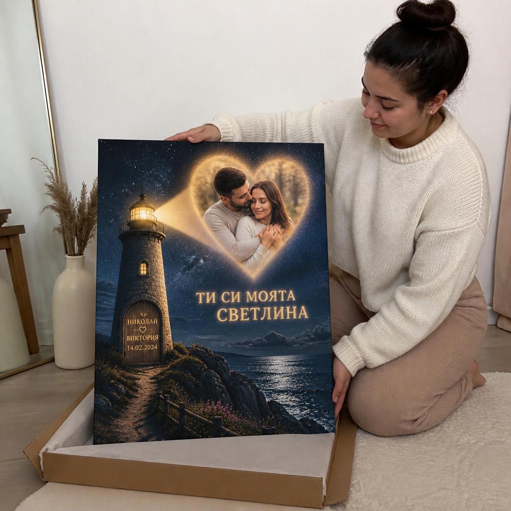 Ти Си Моята Светлина | Картина За Двойки Със Снимка