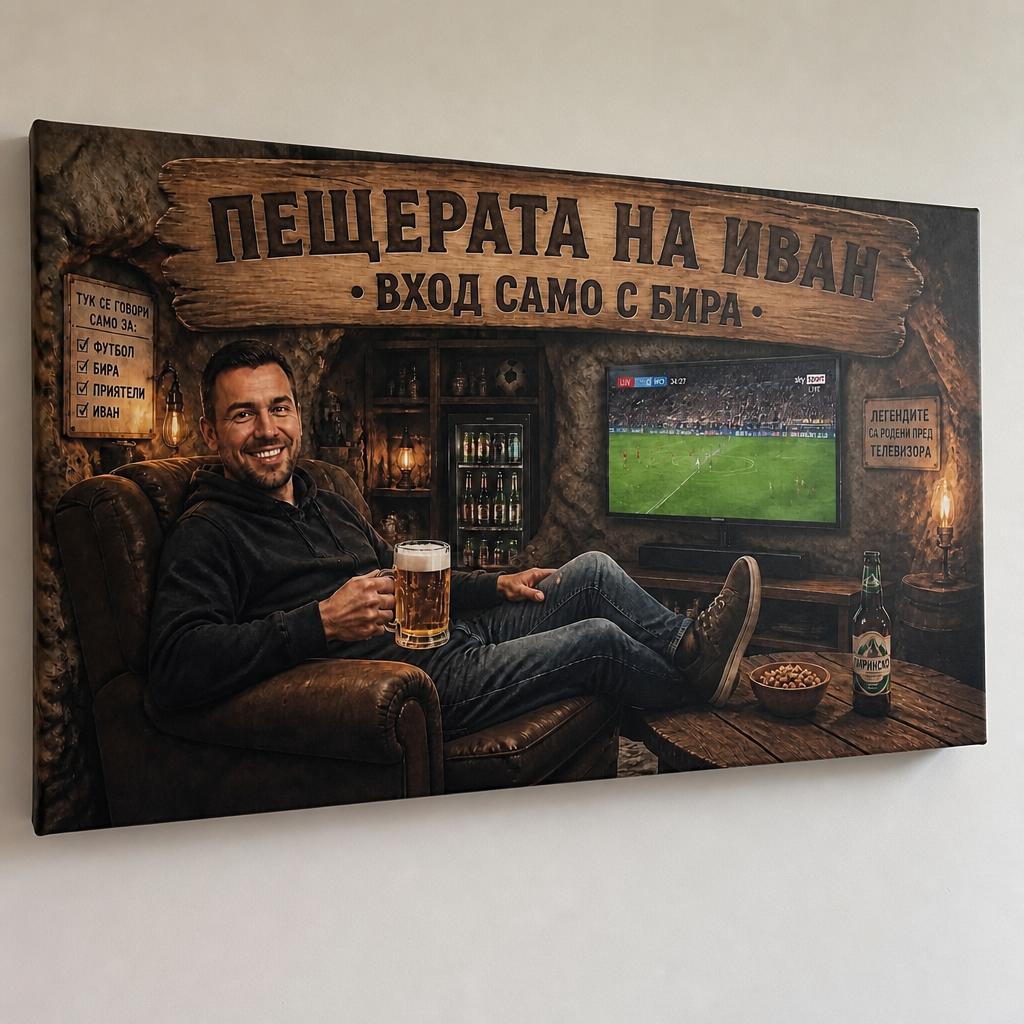 Пещерата На [Име] | Картина За Мъже Със Снимка