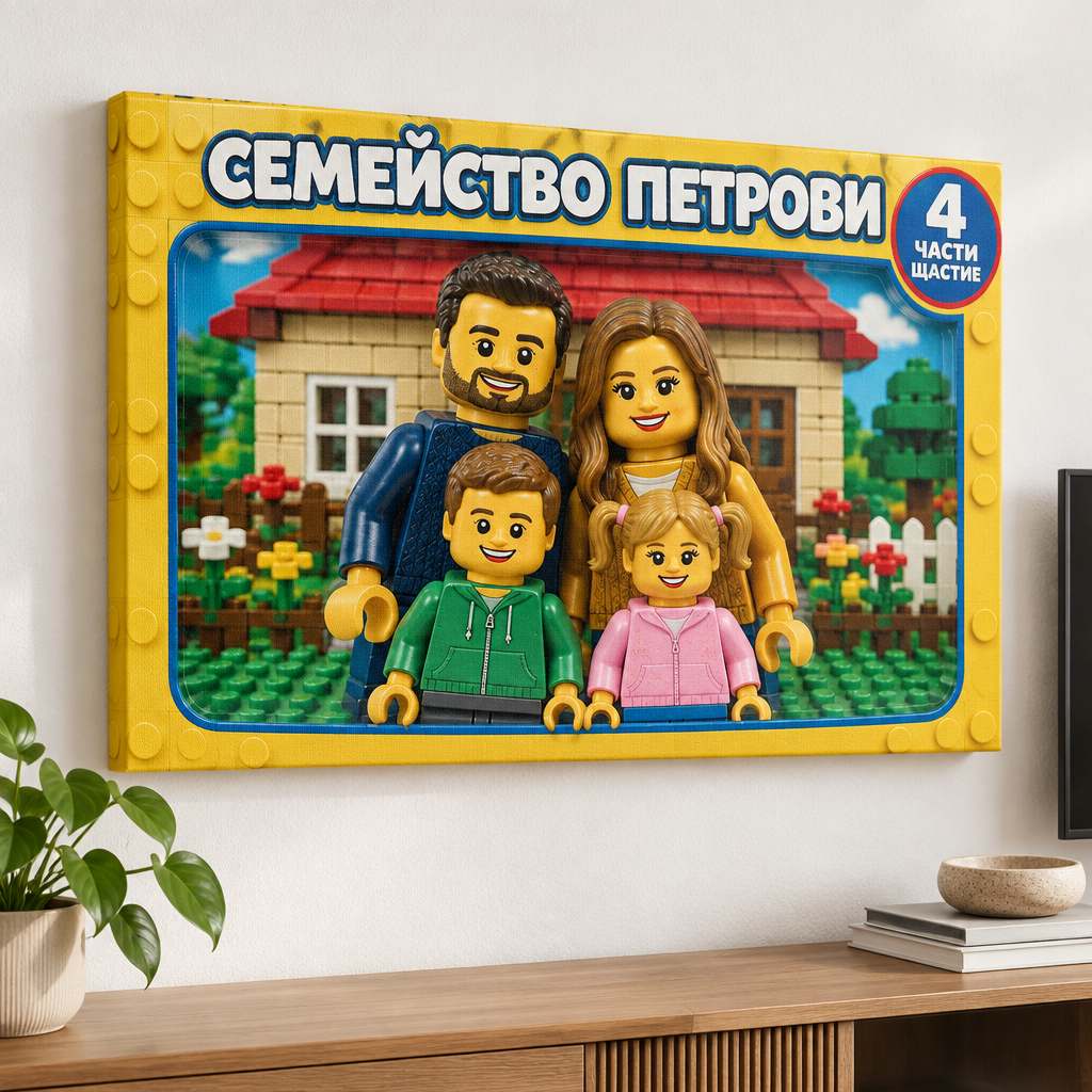 AI картина на канава „фигурки от кубчета“ от ваша снимка, близък план на канавата